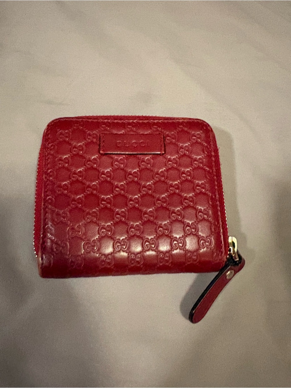 Gucci Red Microguccissima Leather Compact Wallet